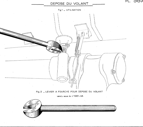 Levier de fourche dépose du volant .